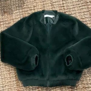 Astr the label Frankie Faux Fur Bomber Jacket Emerald green,Sz.M,pockets